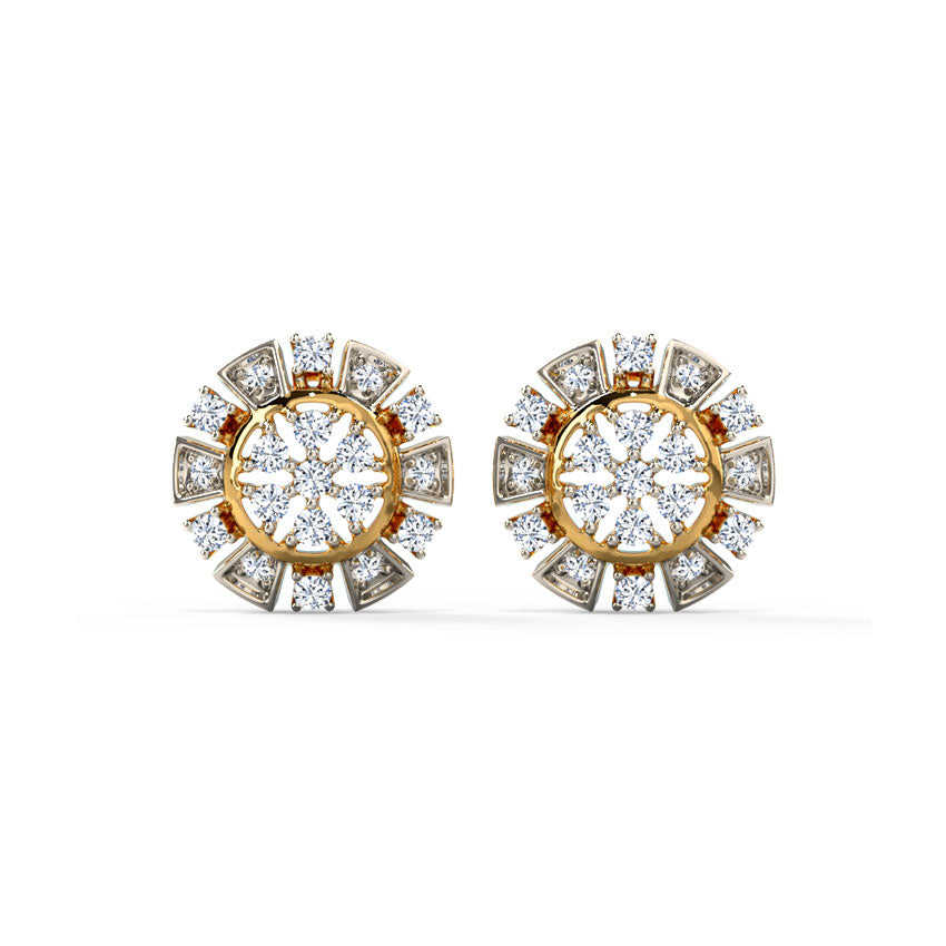 Vintage Sun Diamond Stud Earrings