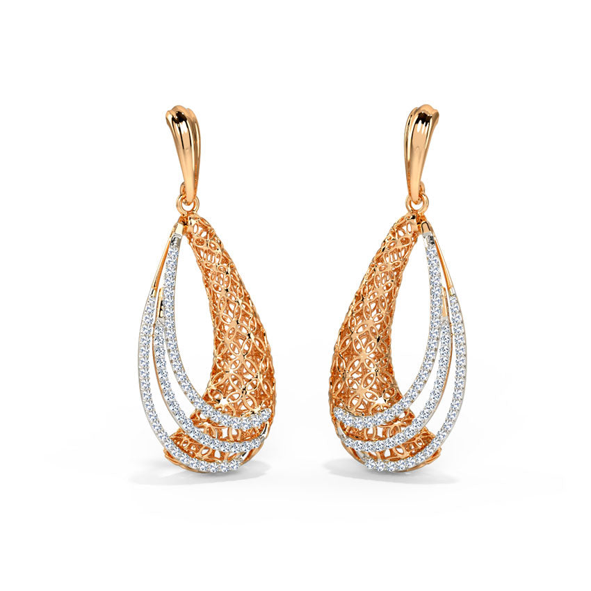 Dawn Trellis Diamond Drop Earrings