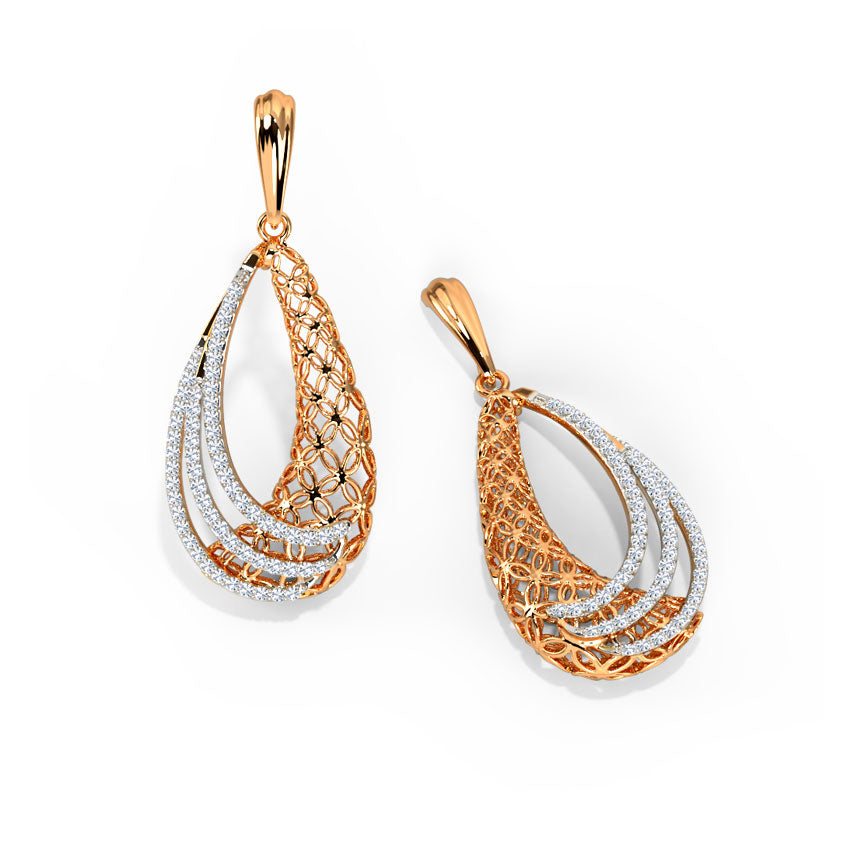 Dawn Trellis Diamond Drop Earrings