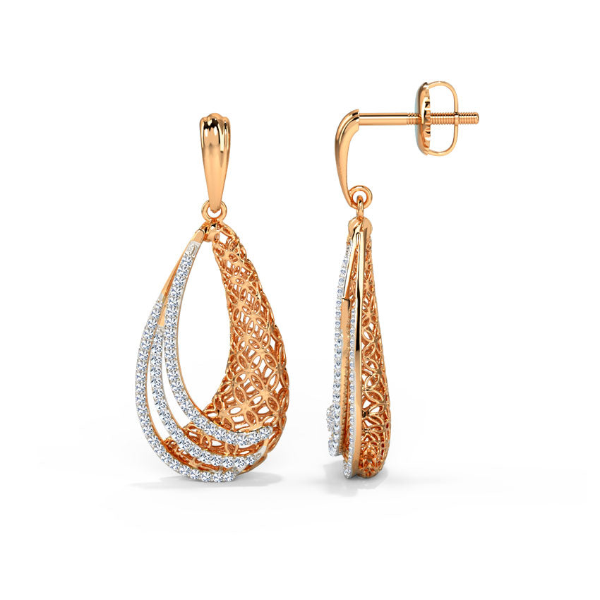 Dawn Trellis Diamond Drop Earrings