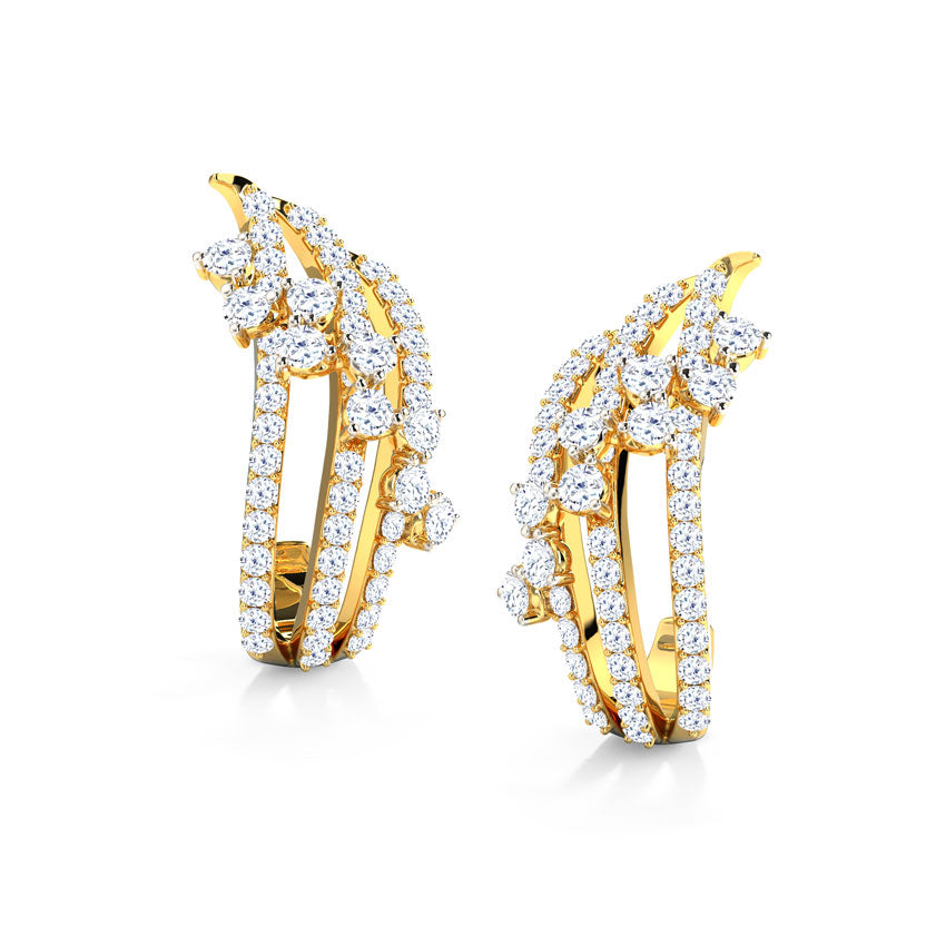 Marina Wave Diamond Hoop Earrings