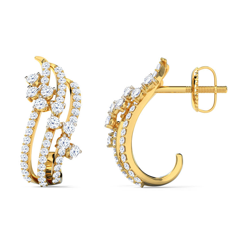 Marina Wave Diamond Hoop Earrings