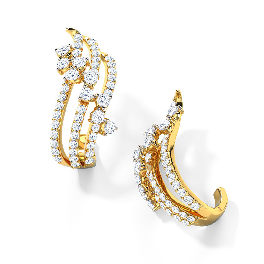 Marina Wave Diamond Hoop Earrings