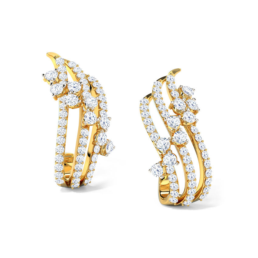 Marina Wave Diamond Hoop Earrings