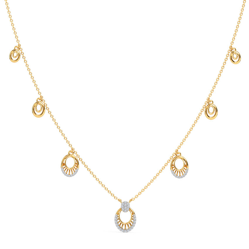 Floating Oval Diamond Necklace