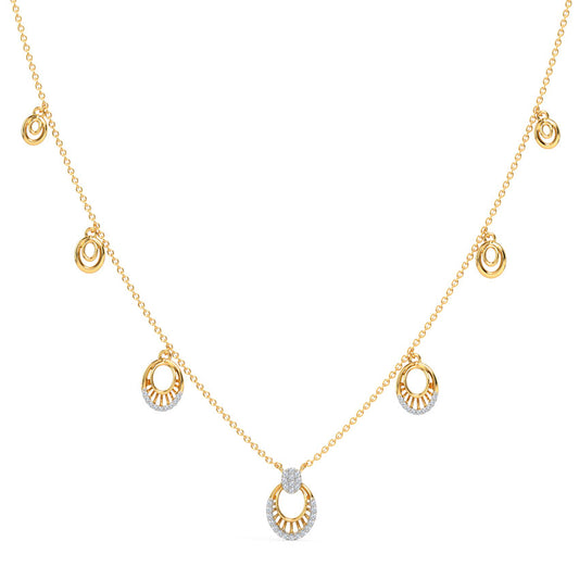 Floating Oval Diamond Necklace