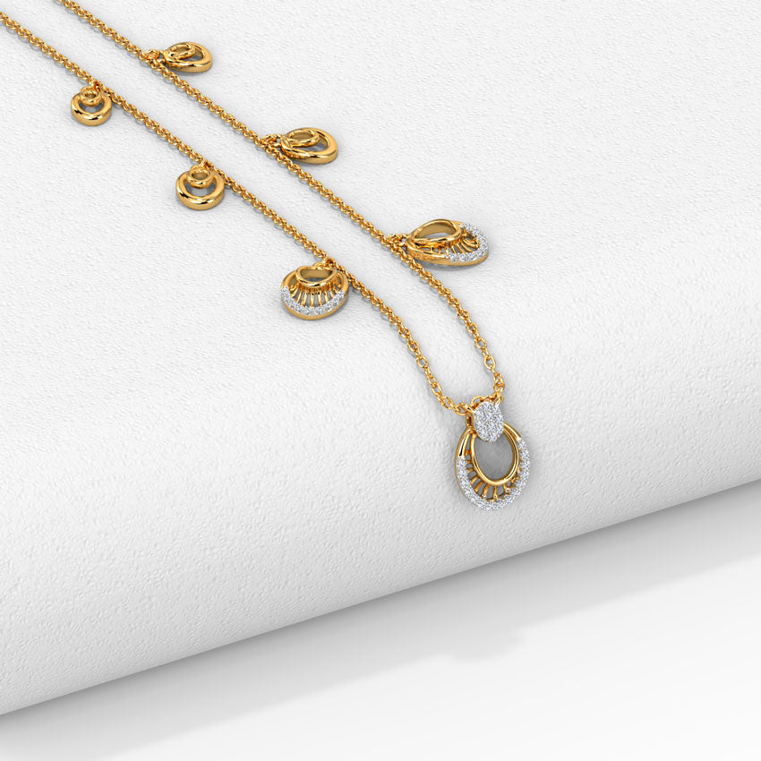 Floating Oval Diamond Necklace