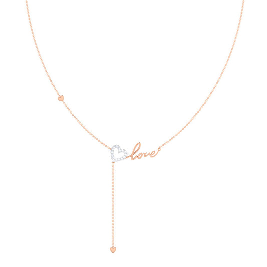 Amor Cursive Diamond Lariat Necklace