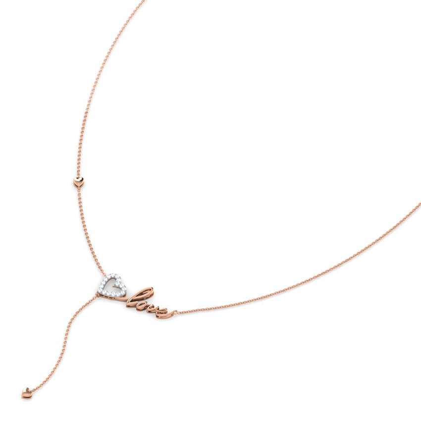 Amor Cursive Diamond Lariat Necklace