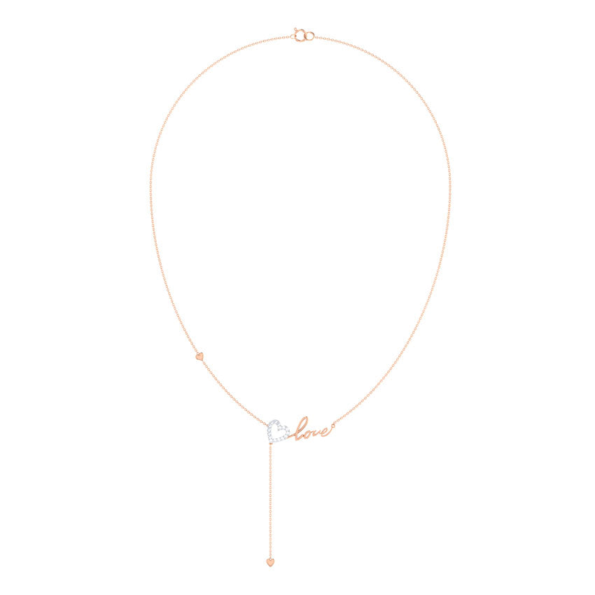 Amor Cursive Diamond Lariat Necklace