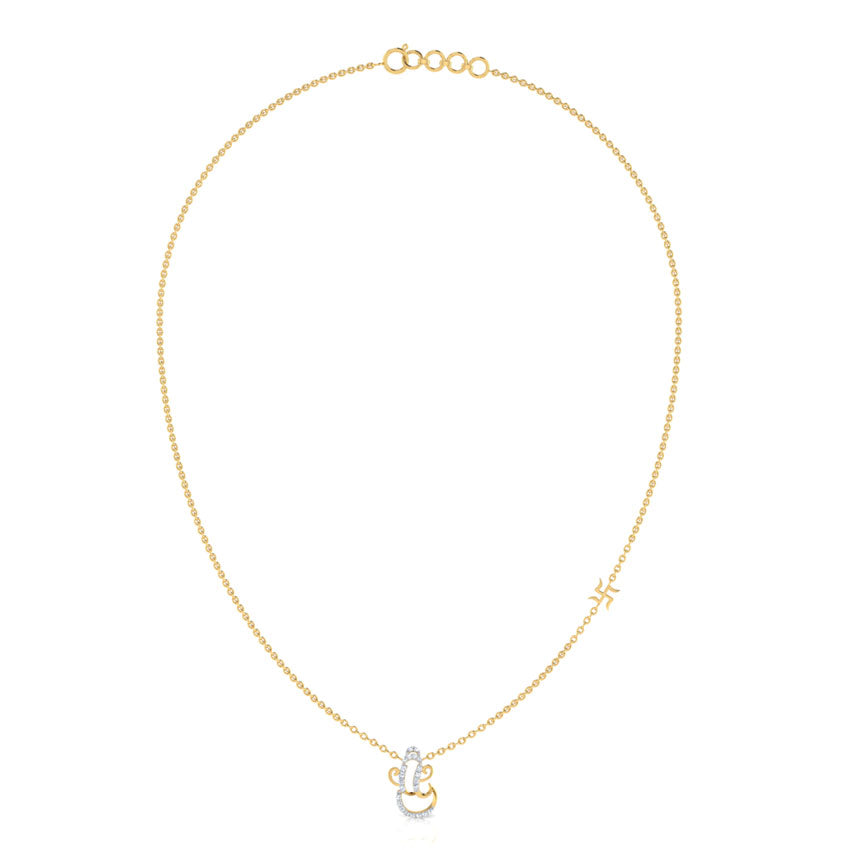 Ganesh And Swastik Diamond Necklace
