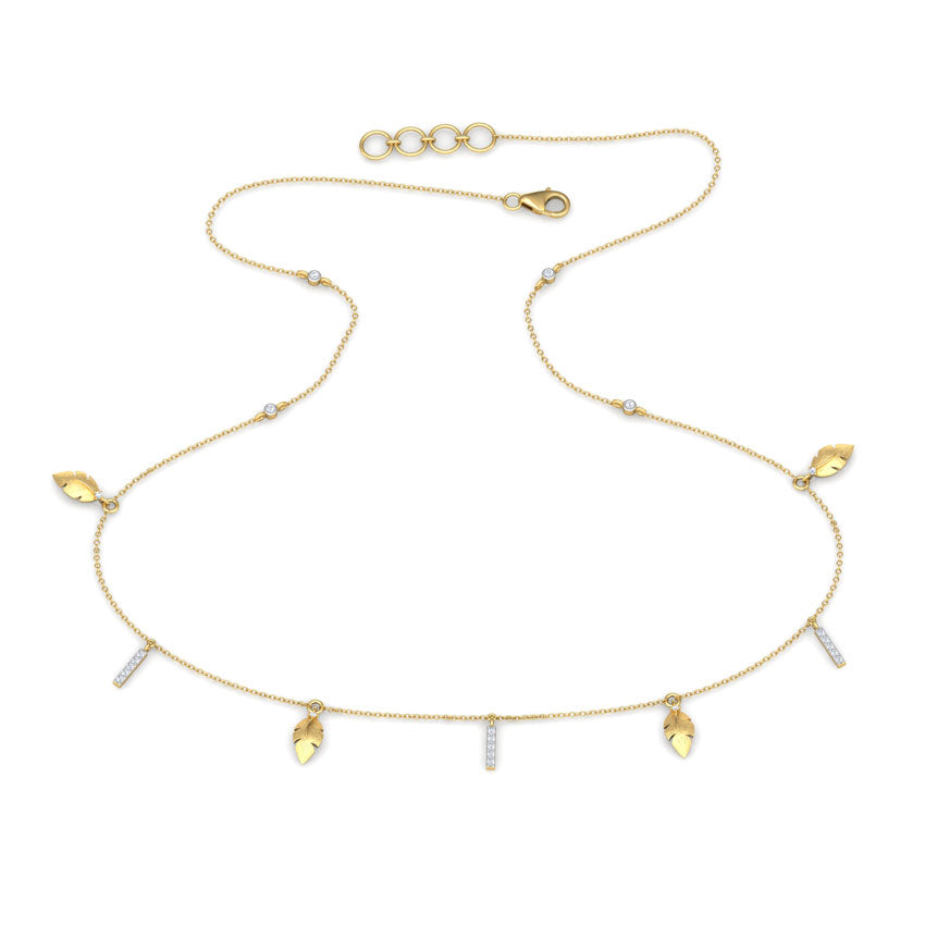 Leafy Fine Line Diamond Necklace