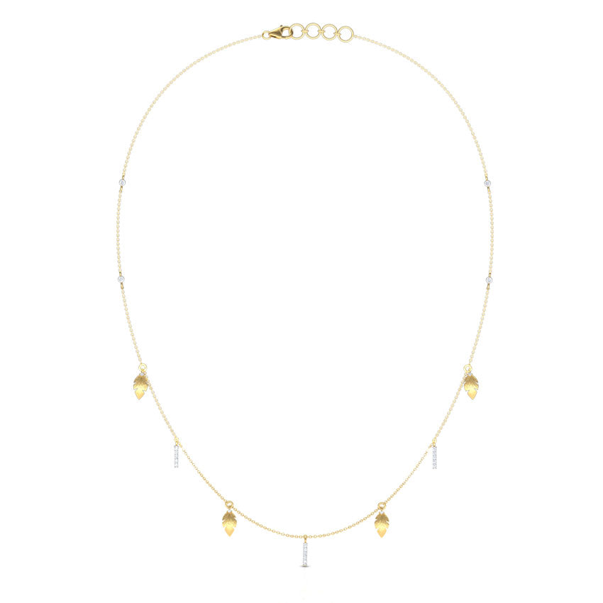 Leafy Fine Line Diamond Necklace