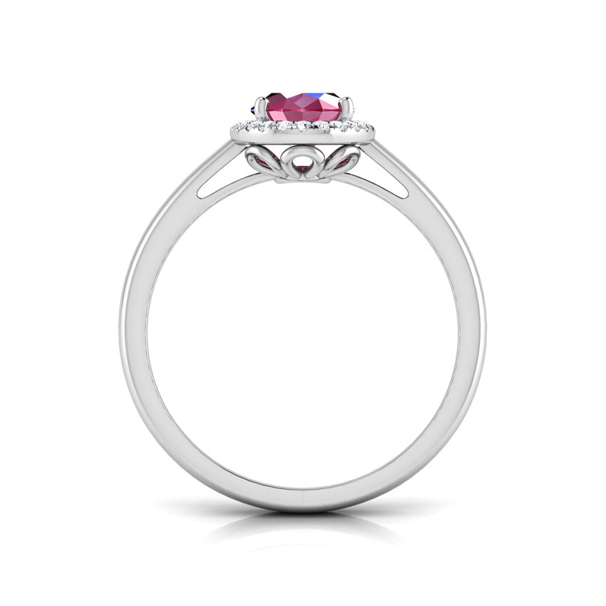 Halo Ruby Birthstone Diamond Ring