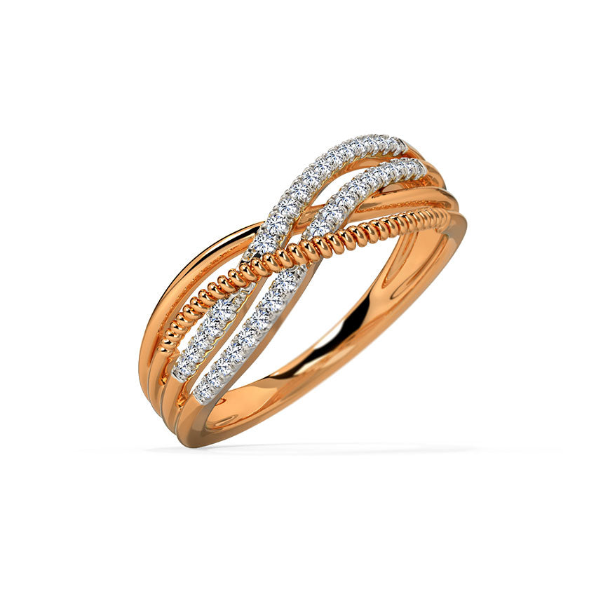 Shimmering Cross-over Diamond Ring