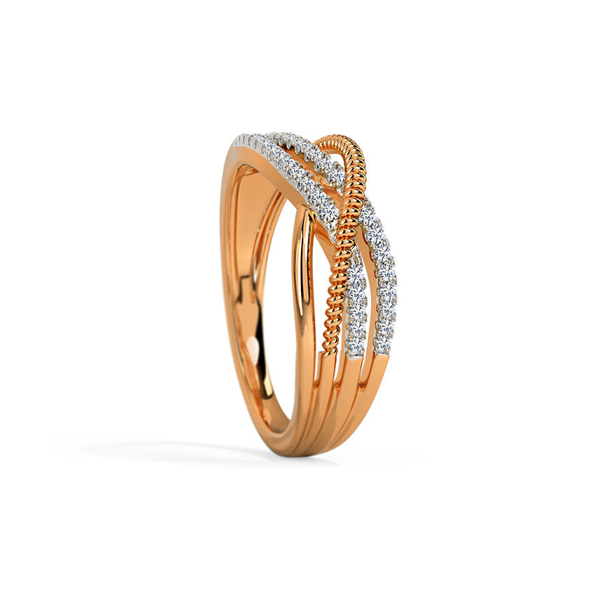 Shimmering Cross-over Diamond Ring
