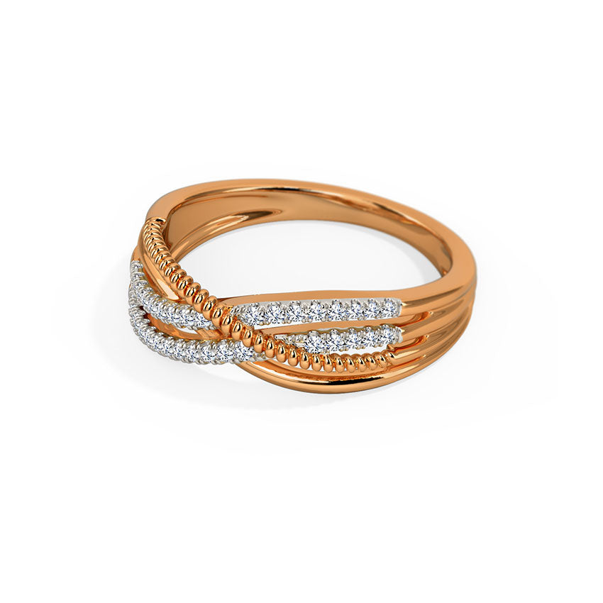 Shimmering Cross-over Diamond Ring