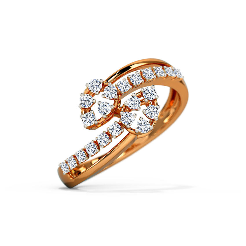 Pearled Crossing Diamond Ring