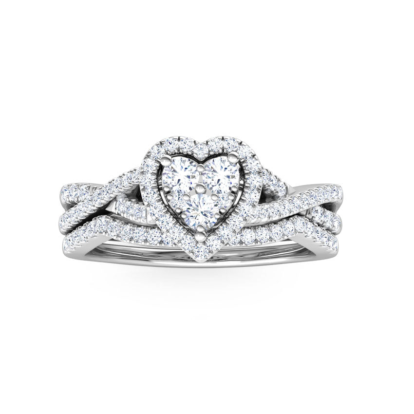 Heart Cluster Diamond Bridal Ring Set