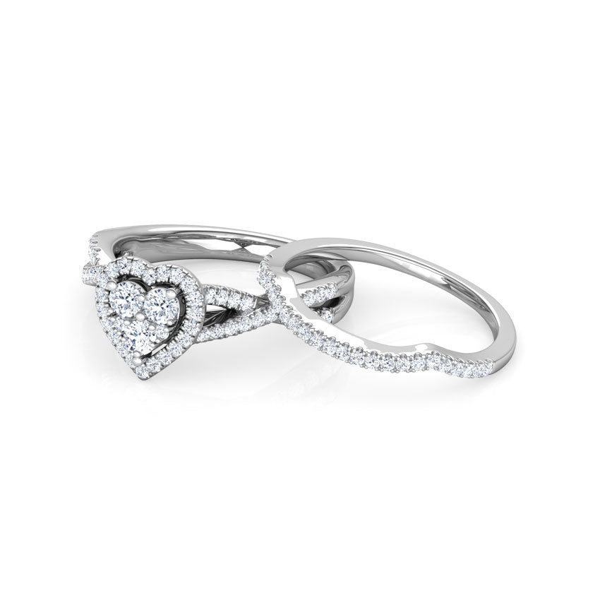 Heart Cluster Diamond Bridal Ring Set