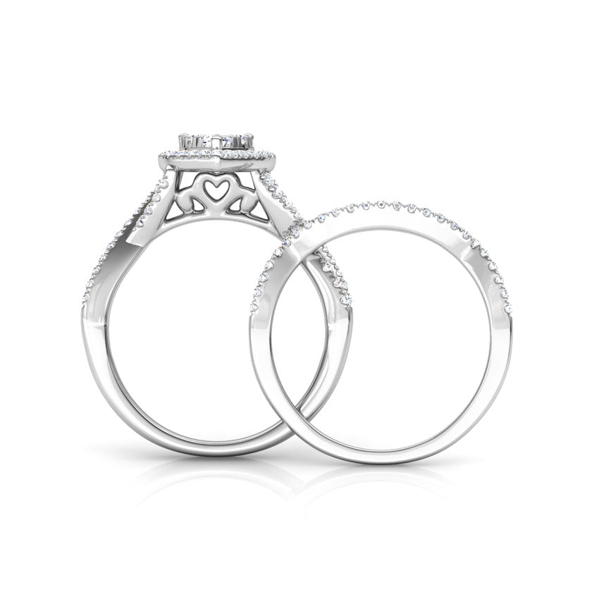 Heart Cluster Diamond Bridal Ring Set