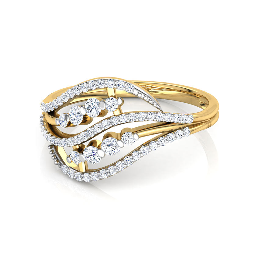 Duo Wavy Leaf Diamond Ring