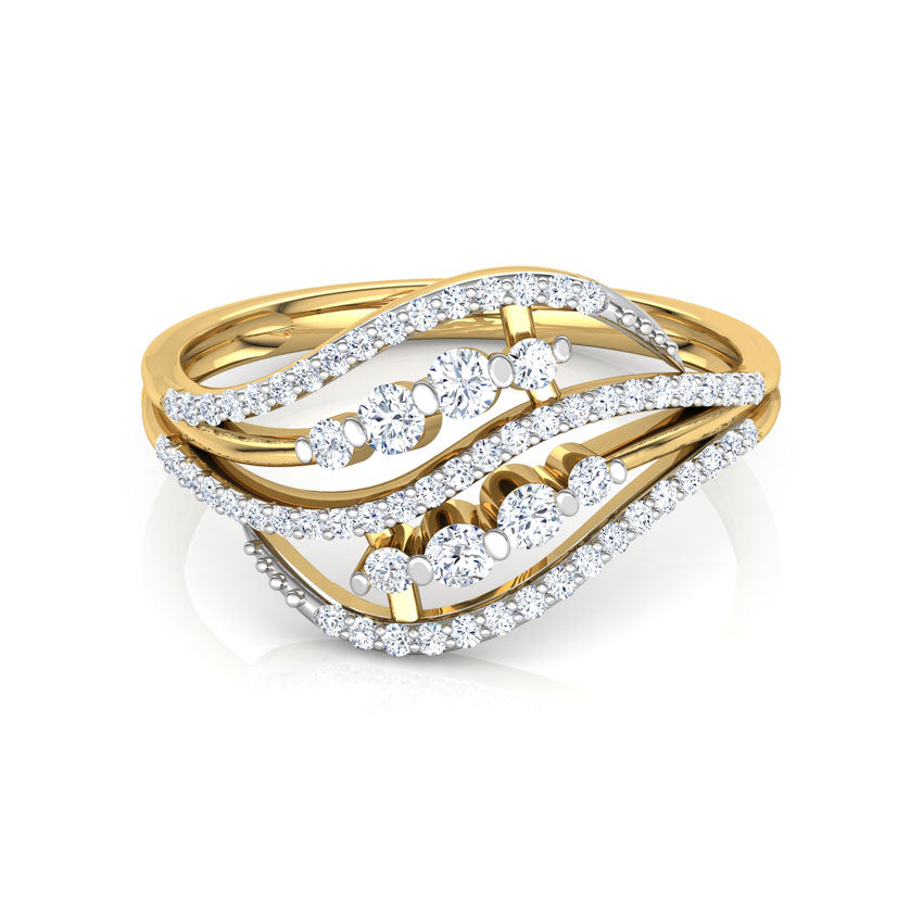 Duo Wavy Leaf Diamond Ring