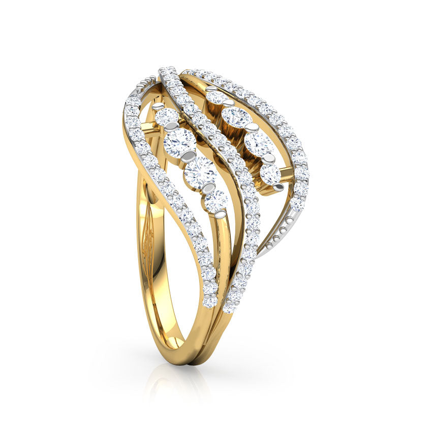 Duo Wavy Leaf Diamond Ring