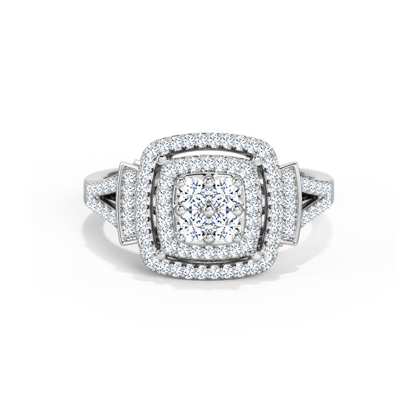 Double Row Square Diamond Ring
