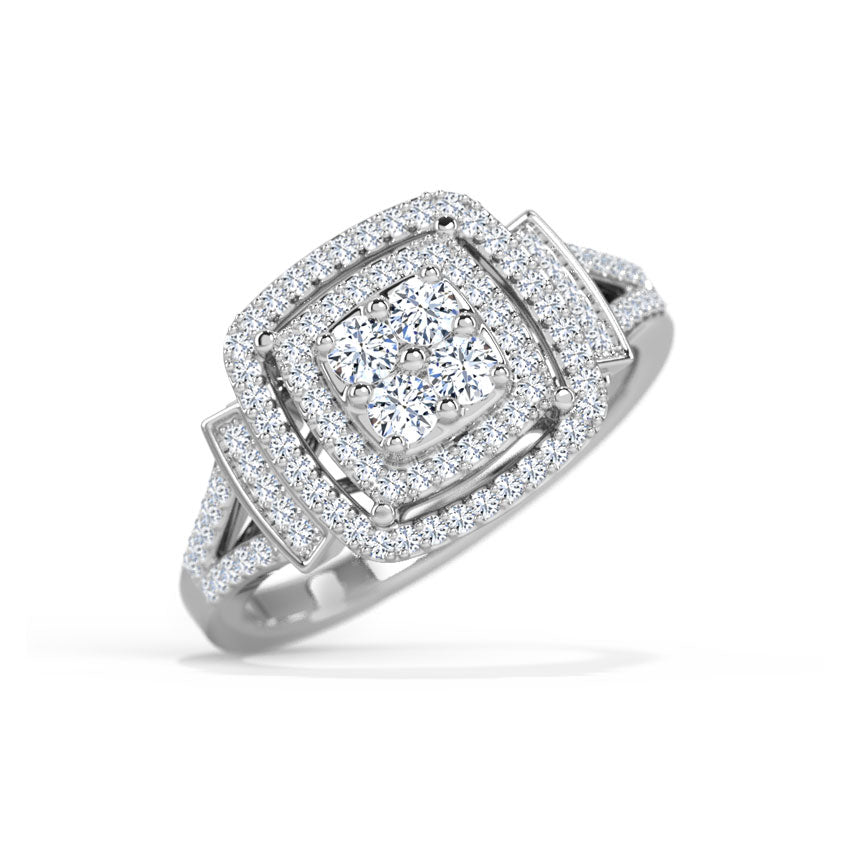Double Row Square Diamond Ring