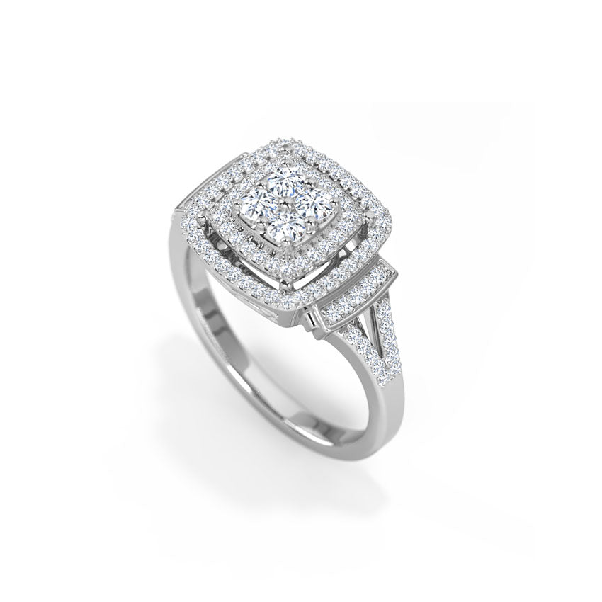 Double Row Square Diamond Ring