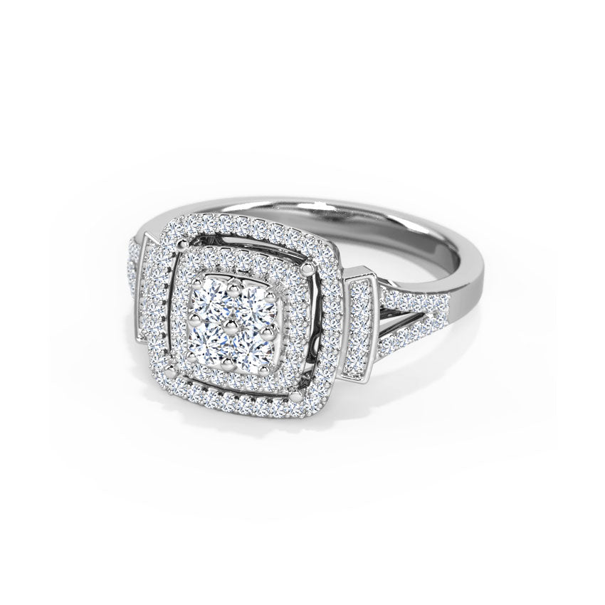 Double Row Square Diamond Ring