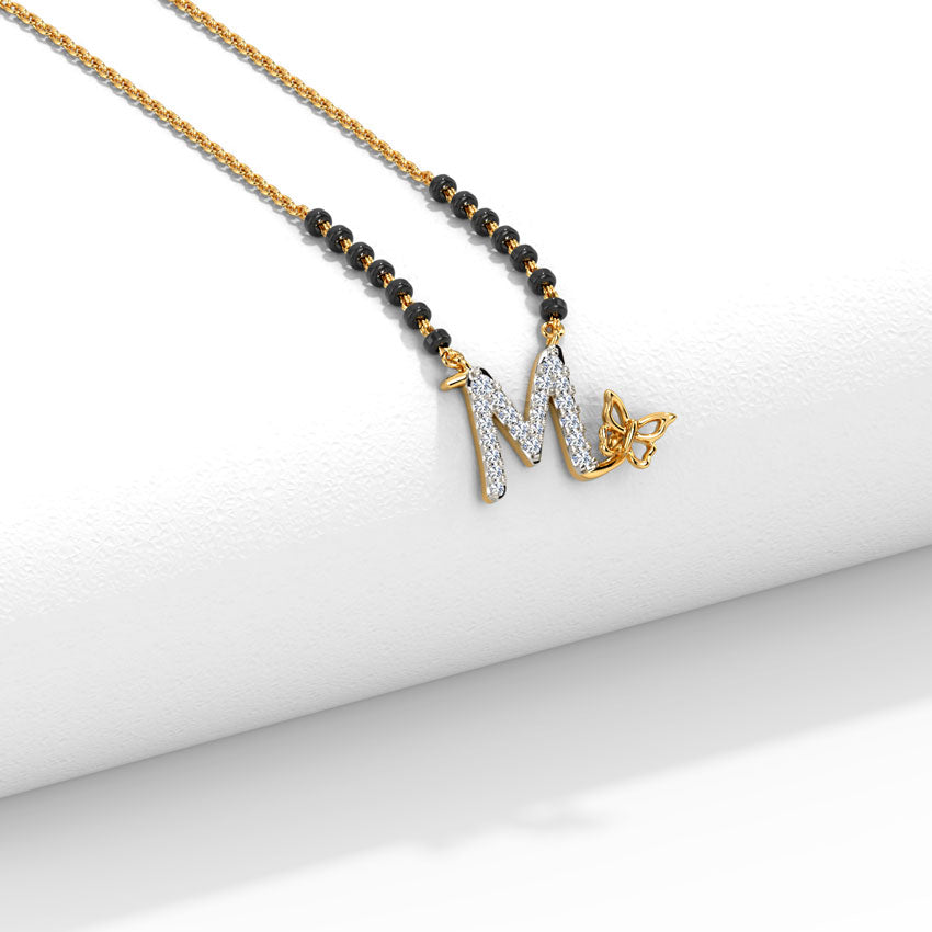 Fluttering Alphabet L Diamond Mangalsutra