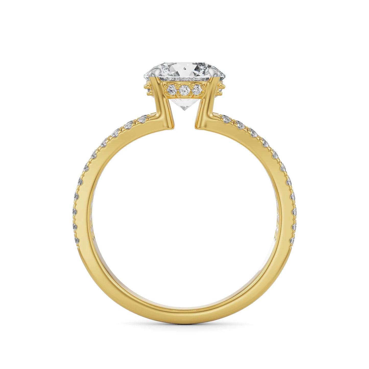 Split Band Circular Lab Brilliant Engagement Ring
