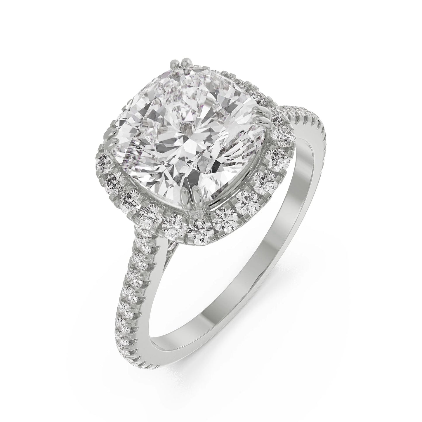 Cushion Halo Lab Grown Radiant Engagement Band