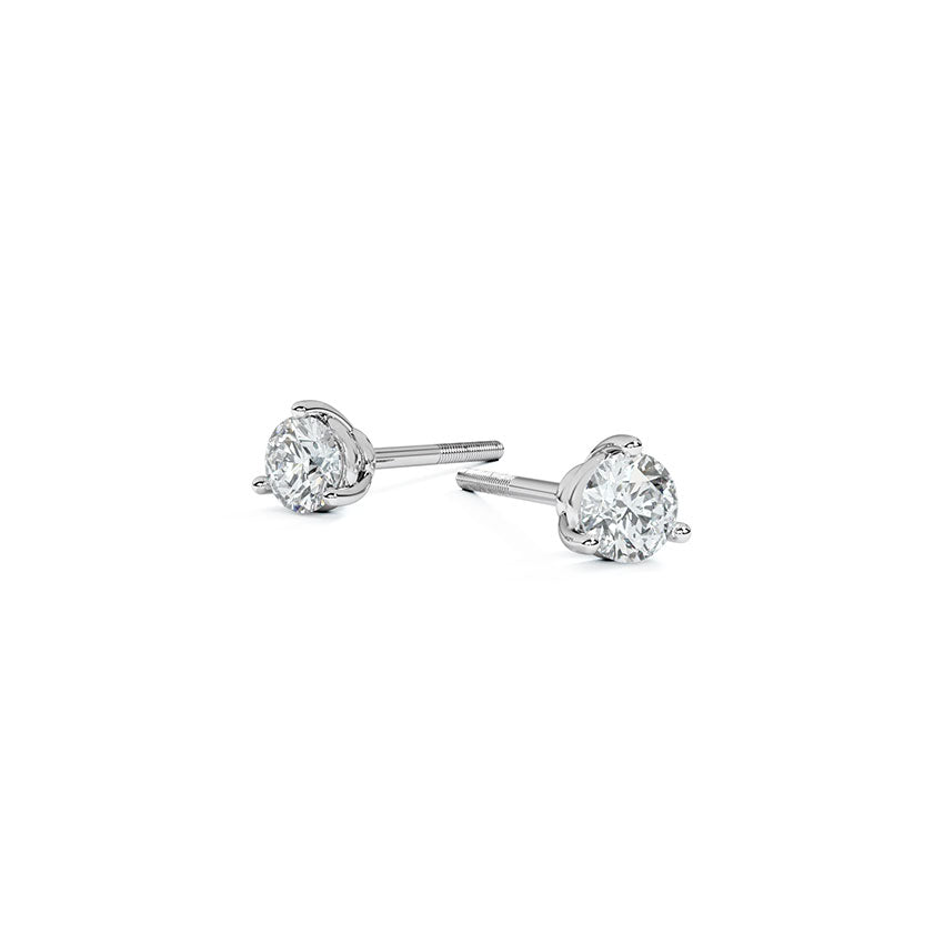 Triangular Solitaire Stud Earrings