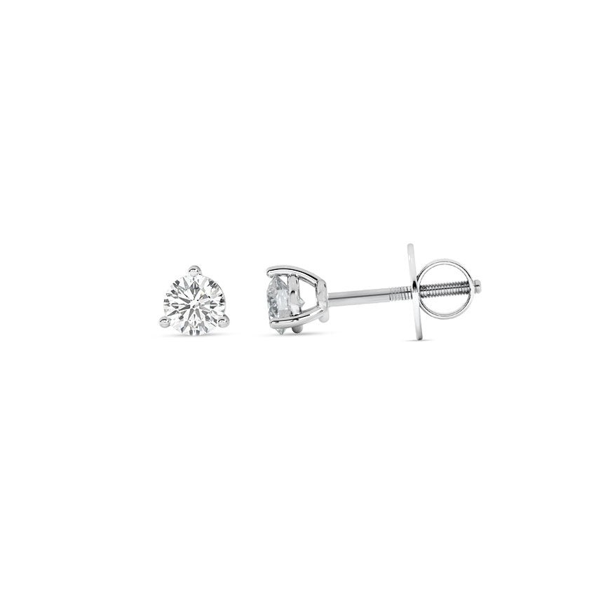 Triangular Solitaire Stud Earrings