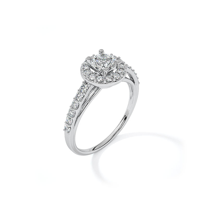 Circular Halo Solitaire Ring