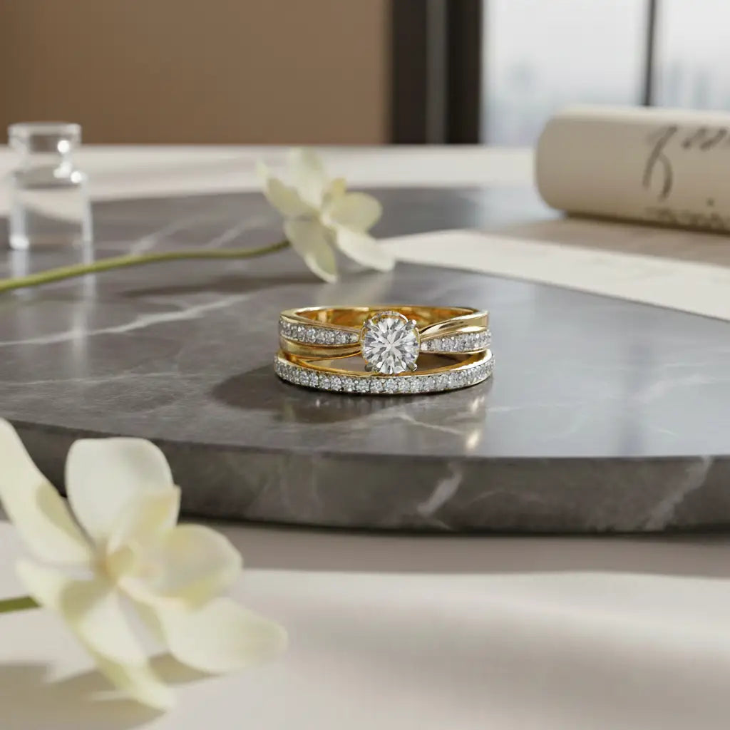 Gleaming Solitaire Bridal Ring Set