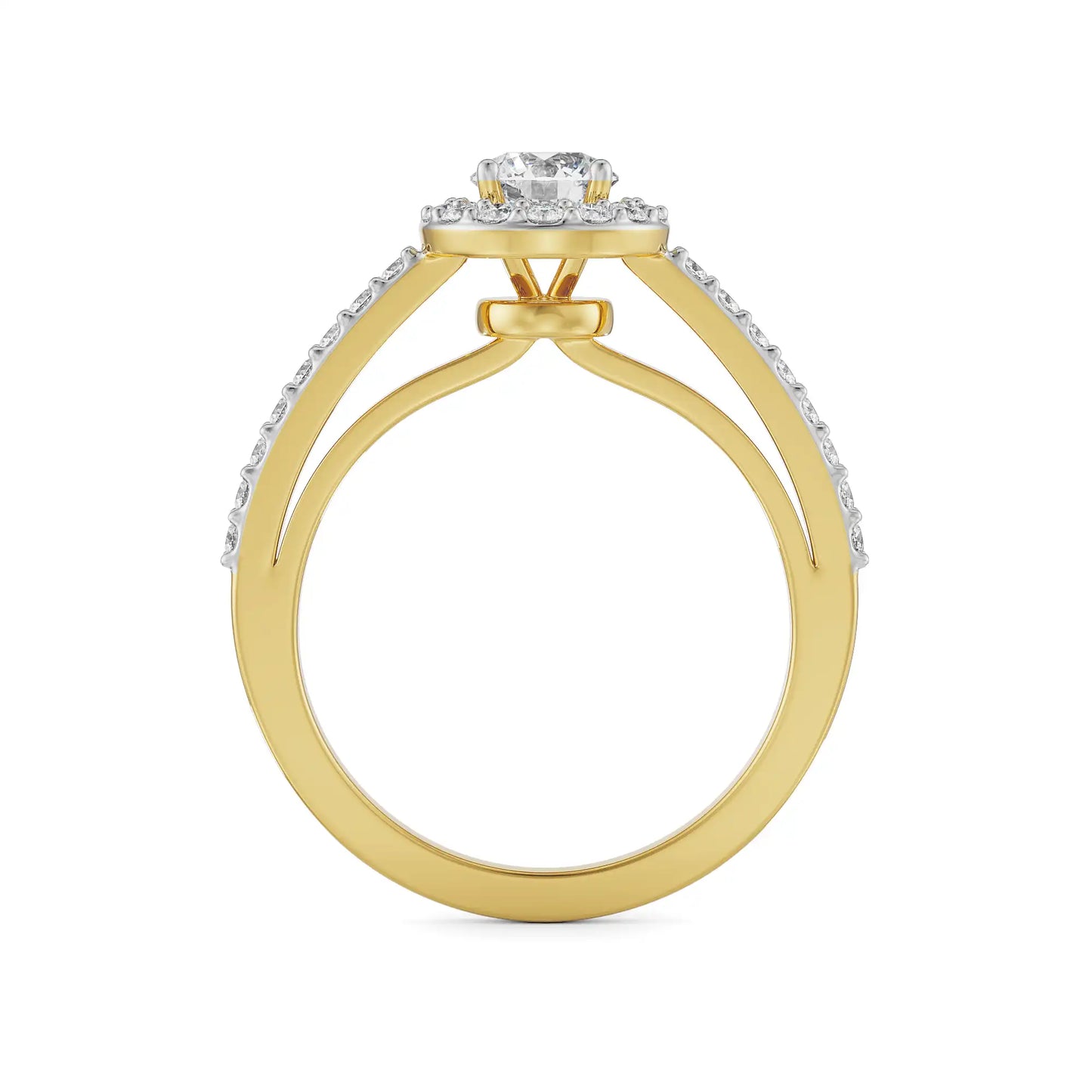 Alisen Circular Halo Lab-Grown Brilliant Solitaire Ring