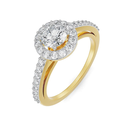 Alisen Circular Halo Lab-Grown Brilliant Solitaire Ring