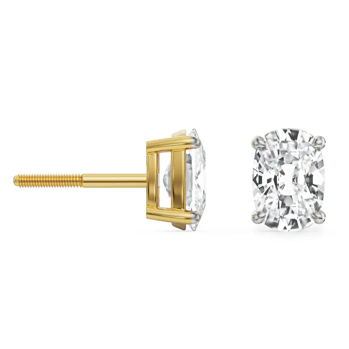 2 ct Enchanting Cushion Lab Grown Brilliant Ear Stud