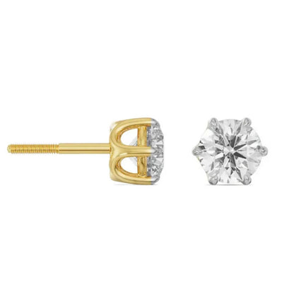Six Claw 3 ct Lab Grown Radiant Stud