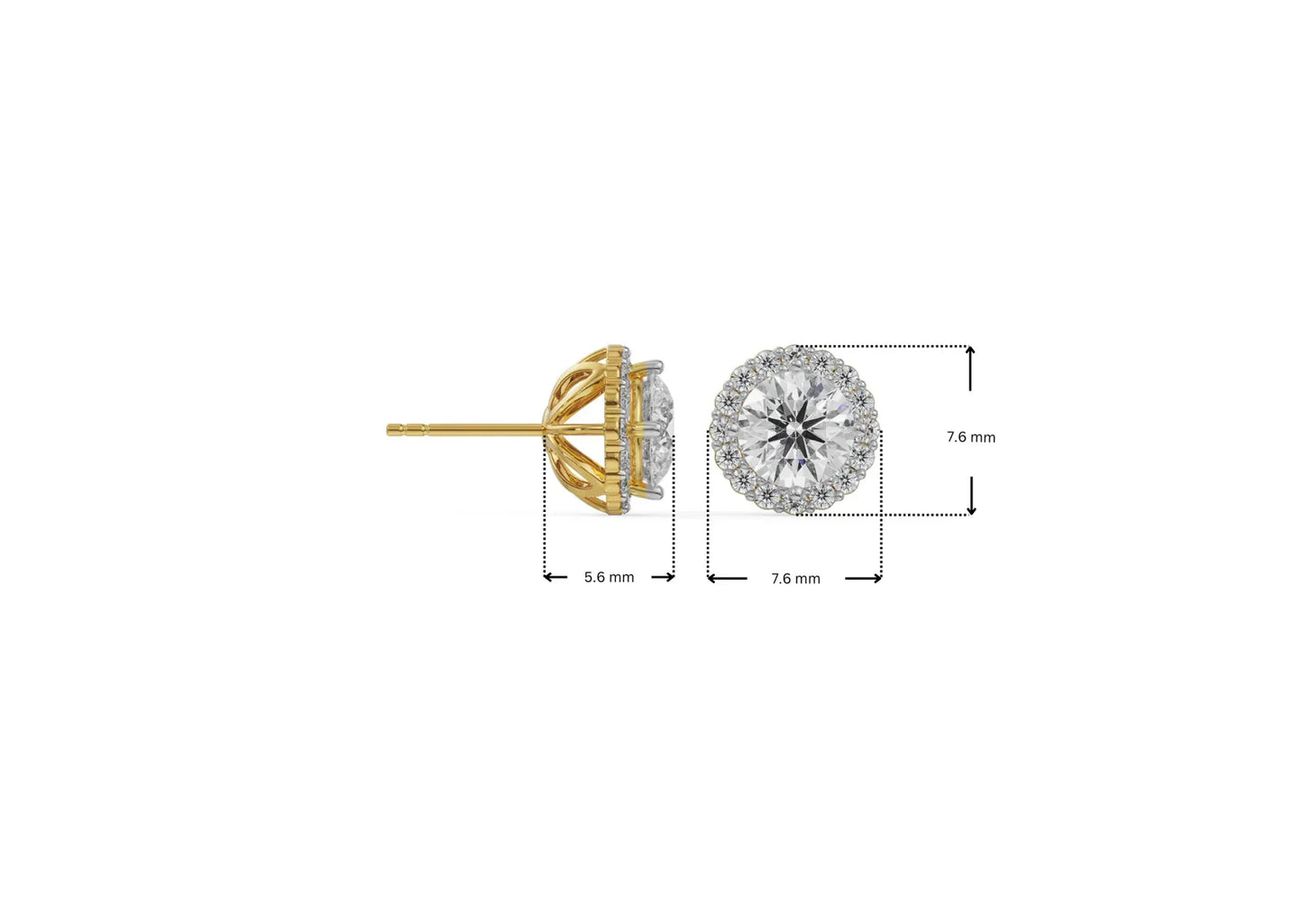 0.5 CT Halo Circular Lab Grown Luxe Solitaire Studs