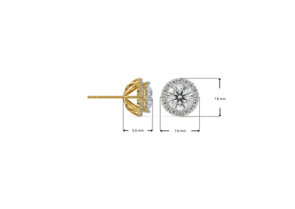 0.5 CT Halo Circular Lab Grown Luxe Solitaire Studs