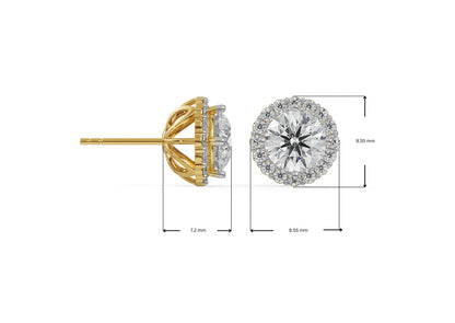 1 ct Halo Circular Lab Grown Luxe Solitaire Studs