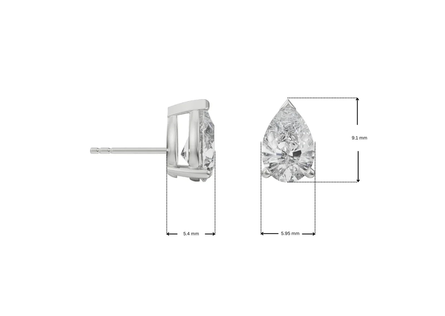 1 ct Iconic Pear Lab Grown Radiant Stud Earrings