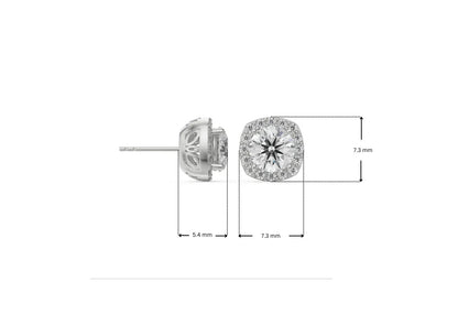 0.5 CT Halo Cushion Cut Lab Grown Luxe Ear Stud