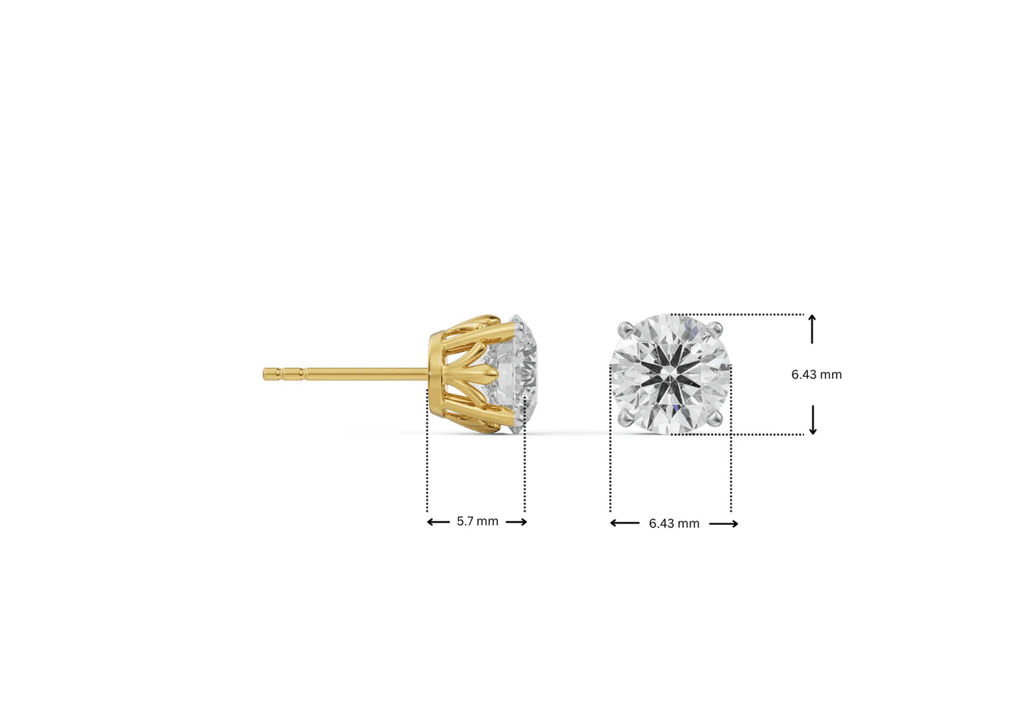 1 CT Enchanting Cushion Lab Grown Brilliant Ear Stud