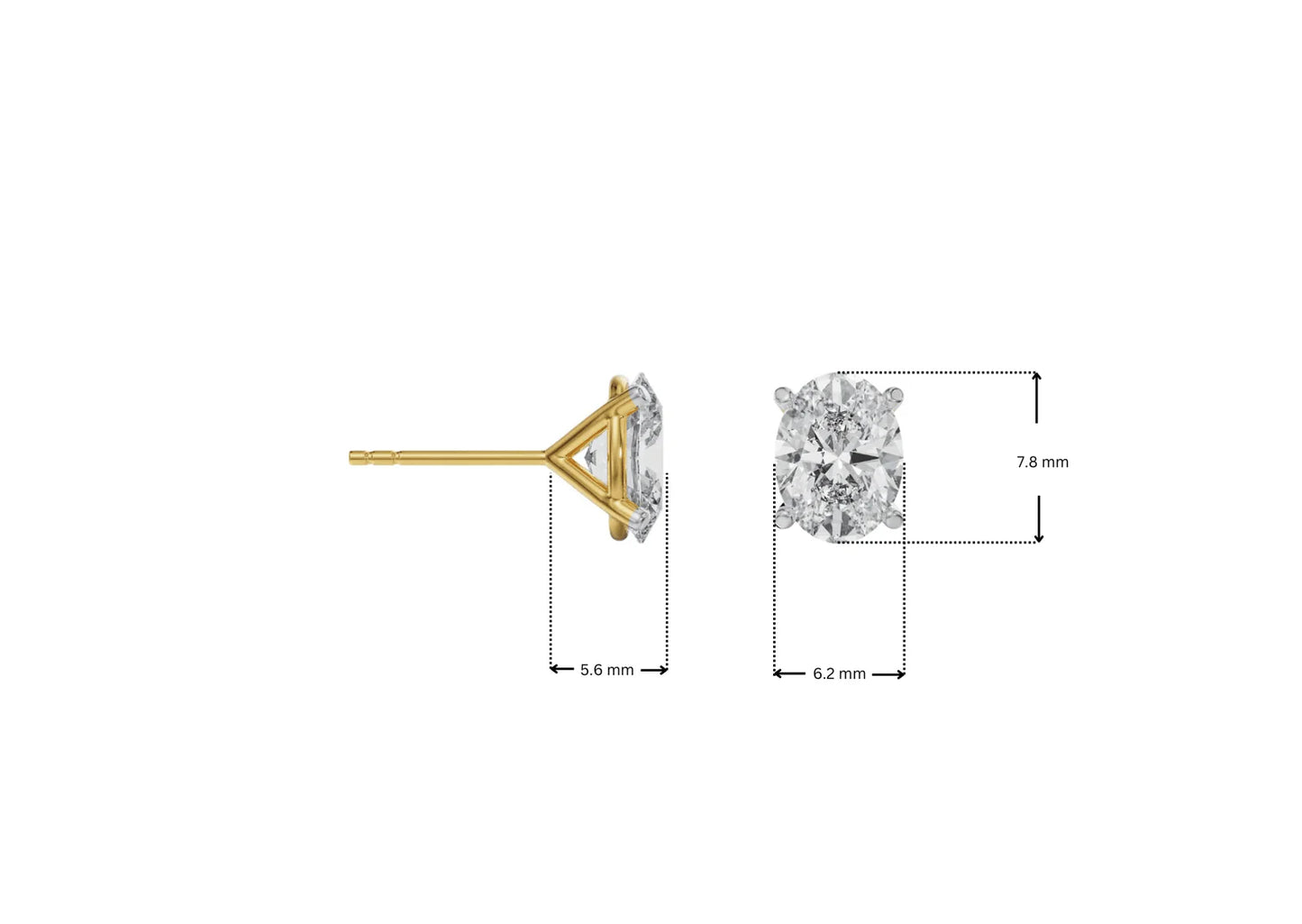 1 ct Oval Cut Breathtaking Lab Grown Radiant Ear Studs